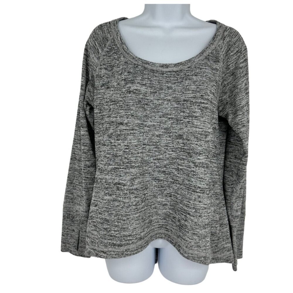 ATHLETA No Sweatin' It Sharkbite Pullover Gray Heather Shirt Women's Size M